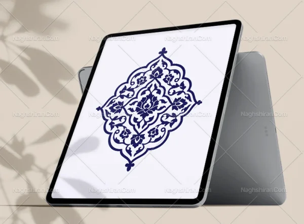 وکتور المان و نقوش تذهیب طرح ترنج آبی