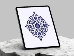 وکتور المان و نقوش تذهیب طرح ترنج آبی