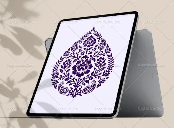 وکتور نشان طرح گل و بته جقه سنتی