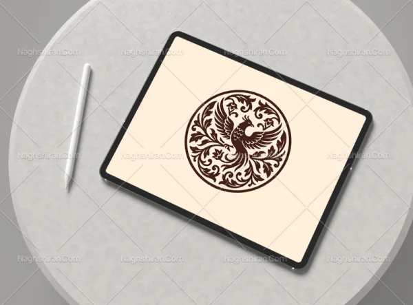 وکتور نقوش طاووس طرح نشان