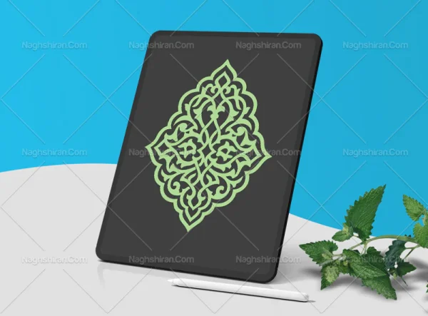 وکتور نقوش سنتی سبز طرح ترنج ساده
