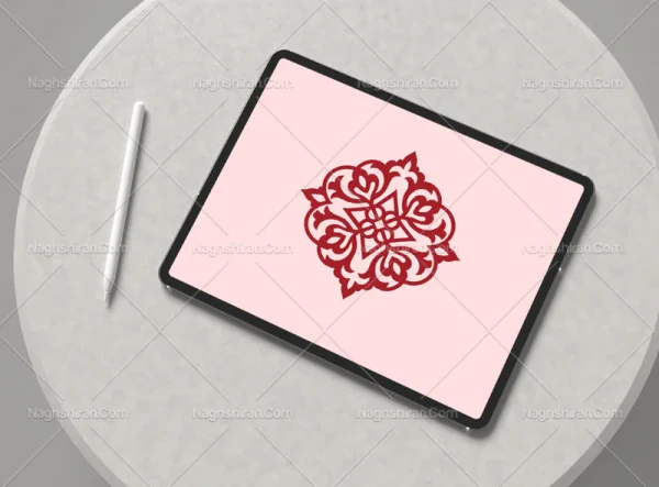 وکتور نقوش ساده سنتی قرمز طرح نشان