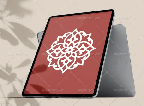 وکتور نقوش ساده سنتی سفید طرح نشان
