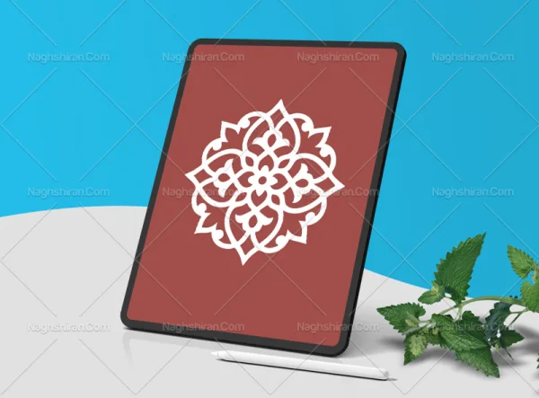 وکتور نقوش ساده سنتی سفید طرح نشان