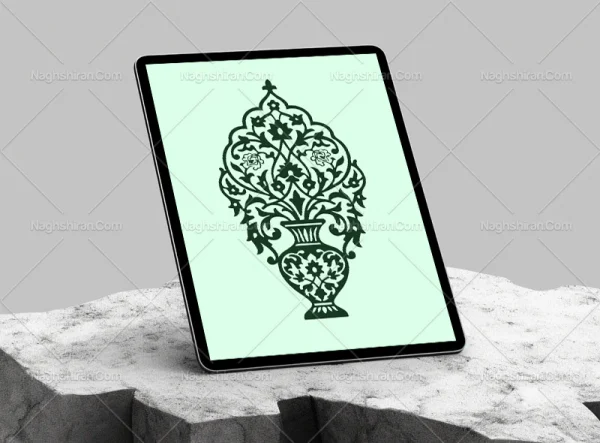 وکتور نقوش گل و گلدان سنتی