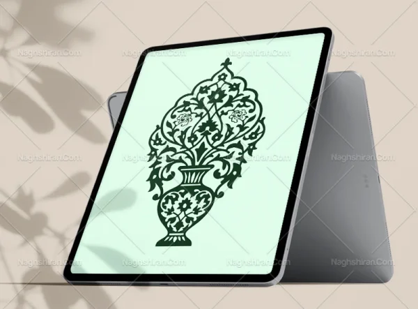 وکتور نقوش گل و گلدان سنتی