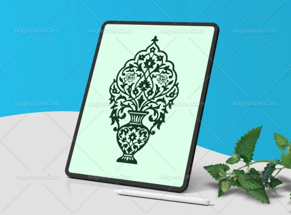وکتور نقوش گل و گلدان سنتی