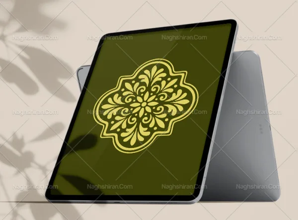 وکتور نقوش سنتی سبز ساده نشان