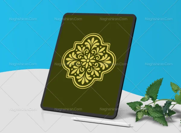 وکتور نقوش سنتی سبز ساده نشان