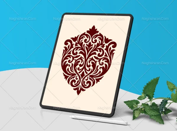 وکتور نقوش گل و برگ نشان سنتی