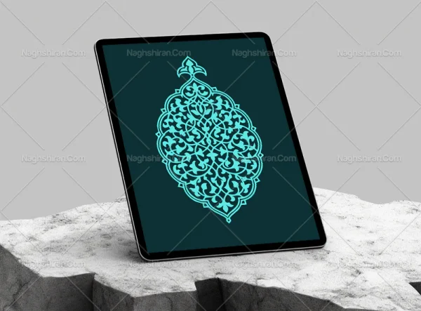 ترنج طرح نقوش تذهیب فیروزه ای