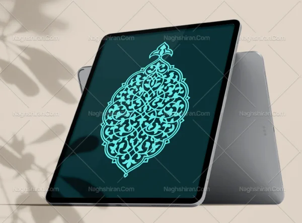 ترنج طرح نقوش تذهیب فیروزه ای