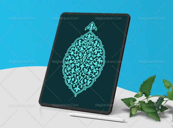 ترنج طرح نقوش تذهیب فیروزه ای