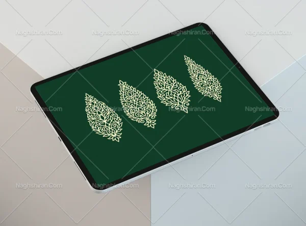 وکتور نقوش سنتی 4 عددی طرح درخت سرو