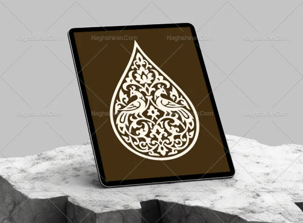 وکتور نشان نقوش سنتی و پرنده