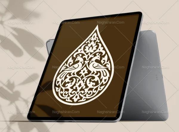 وکتور نشان نقوش سنتی و پرنده