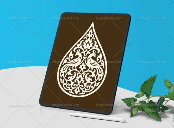 وکتور نشان نقوش سنتی و پرنده