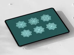 وکتور نشان 6 عددی فیروزه ای سنتی