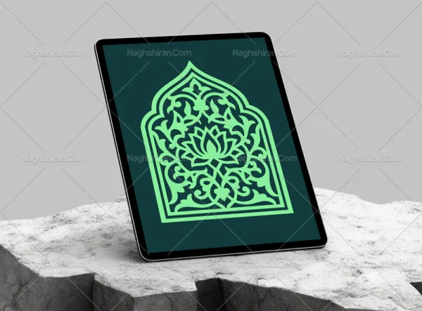 وکتور طرح محراب سبز رنگ تذهیب