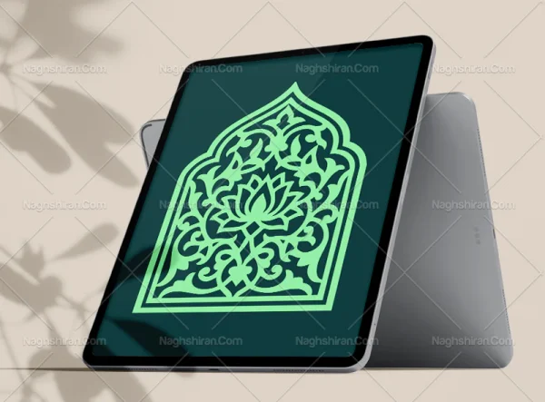 وکتور طرح محراب سبز رنگ تذهیب