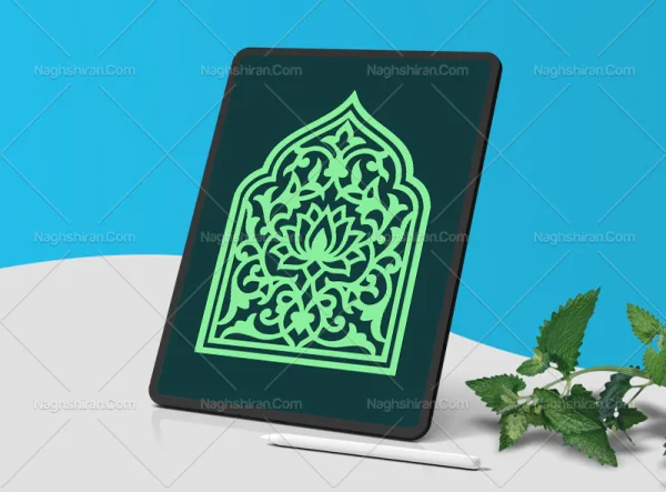 وکتور طرح محراب سبز رنگ تذهیب