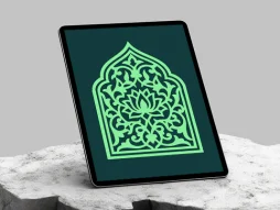 وکتور طرح محراب سبز رنگ تذهیب