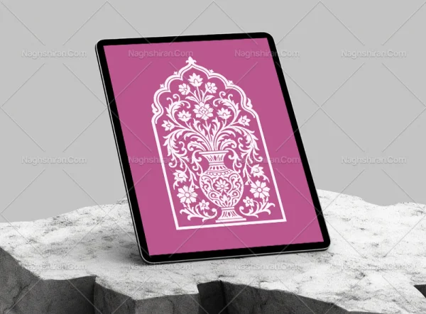 وکتور نقوش گل و گلدان سنتی طرح محراب