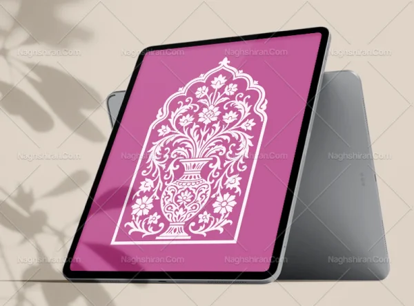 وکتور نقوش گل و گلدان سنتی طرح محراب