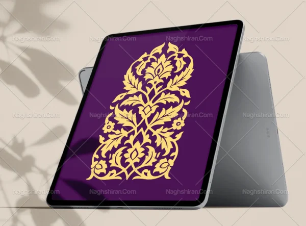 وکتور طرح محراب نقوش گل و برگ سنتی