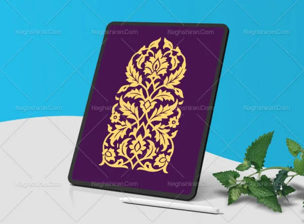 وکتور طرح محراب نقوش گل و برگ سنتی
