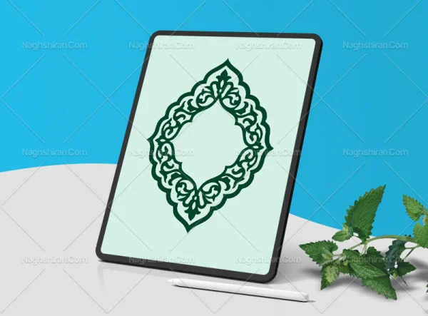 وکتور حاشیه طرح ترنج نقوش سبز
