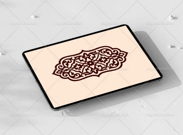 وکتور طرح ترنج قهوه ای رنگ نقوش سنتی