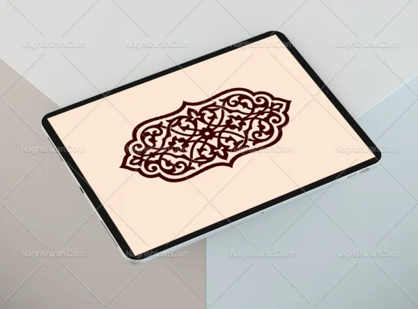 وکتور طرح ترنج قهوه ای رنگ نقوش سنتی
