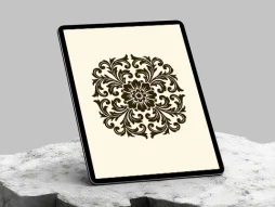 وکتور گل و برگ منبت کاری قهوه ای