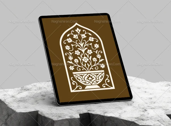 محراب نقوش گل و گلدان سفید
