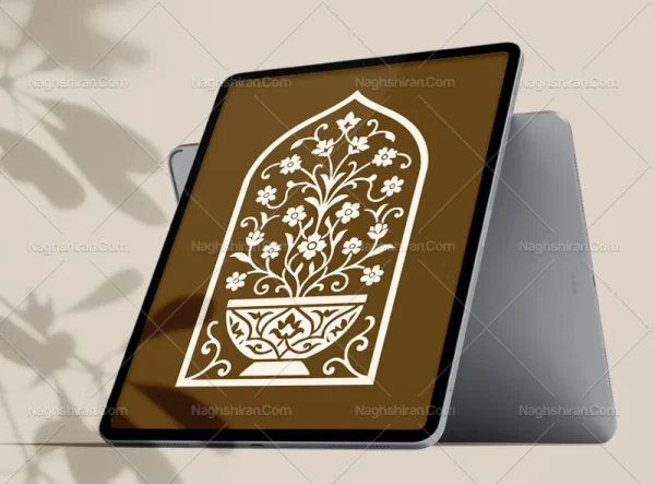 محراب نقوش گل و گلدان سفید