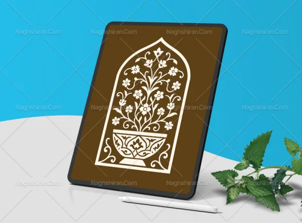 محراب نقوش گل و گلدان سفید