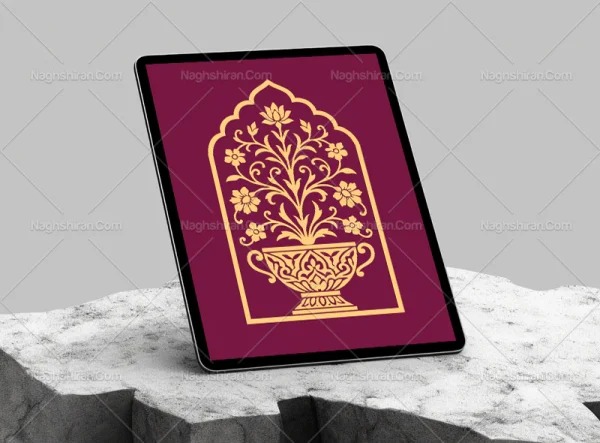 محراب طرح گل و گلدان رنگی