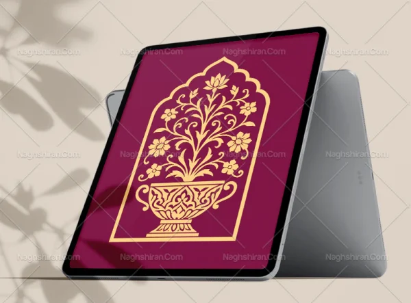 محراب طرح گل و گلدان رنگی