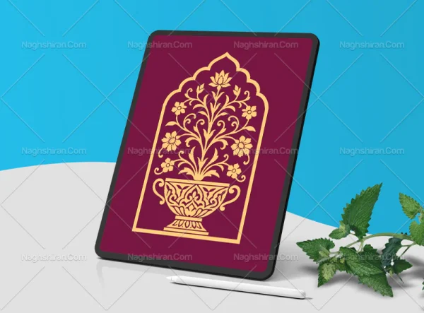 محراب طرح گل و گلدان رنگی