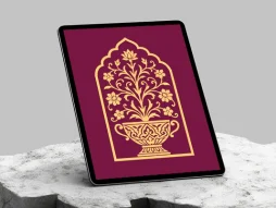 محراب طرح گل و گلدان رنگی