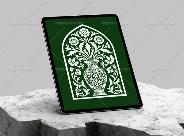 نشان طرح محراب گل و گلدان سفید