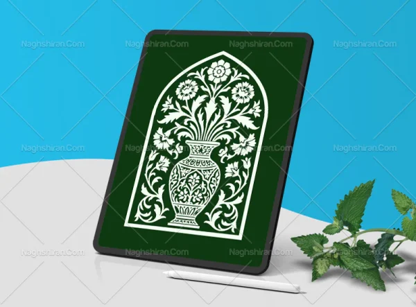 نشان طرح محراب گل و گلدان سفید