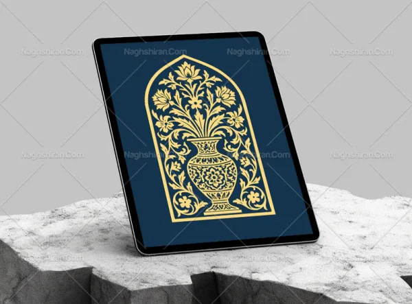 نشان طرح محراب گل و گلدان رنگی