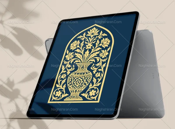 نشان طرح محراب گل و گلدان رنگی