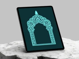 نقوش آبی تذهیب محراب