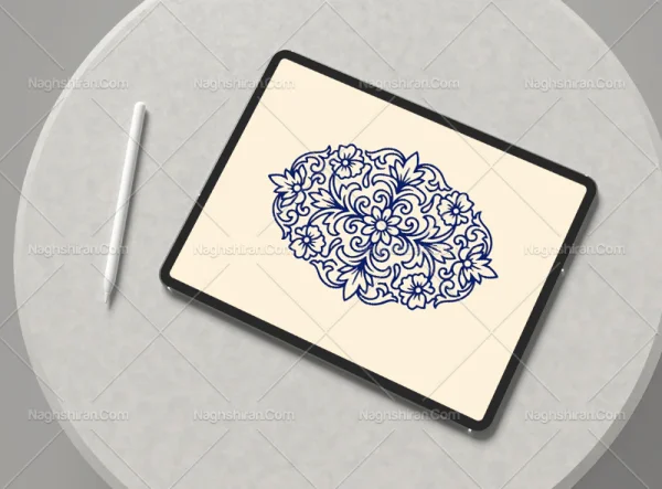 نشان گل و برگ نقوش منبت کاری