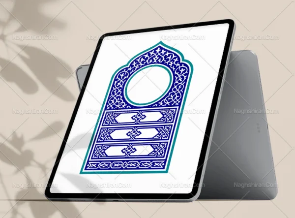 محراب آبی رنگ نقوش گره چینی