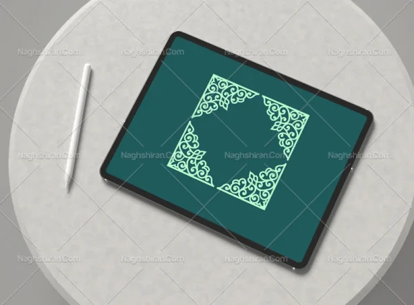نقوش سنتی آبی طرح لچک