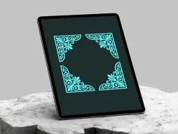 نقش و نگار آبی لچک سنتی